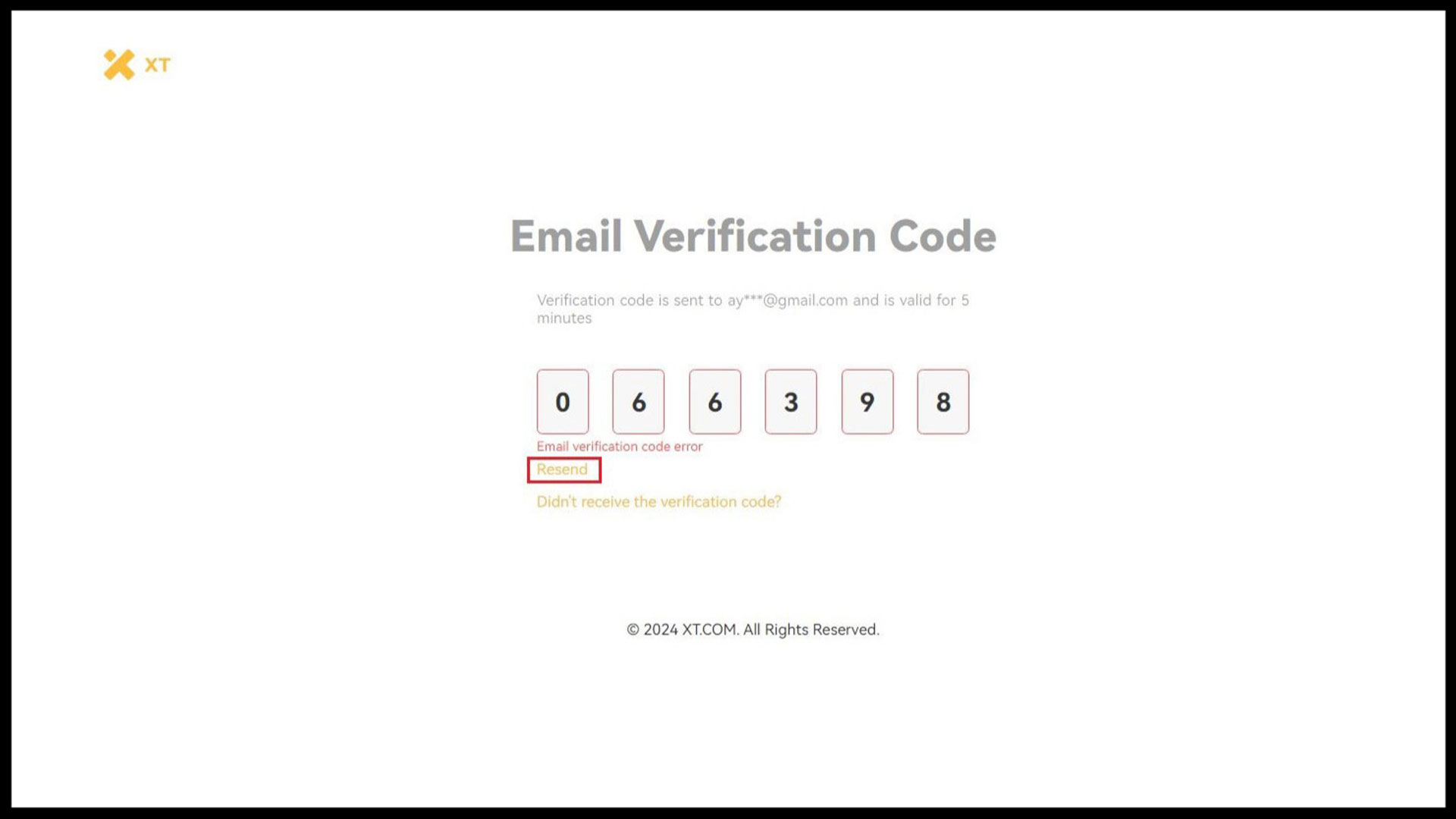 4. آموزش صرافی XT: ارسال مجدد کد تایید ایمیل