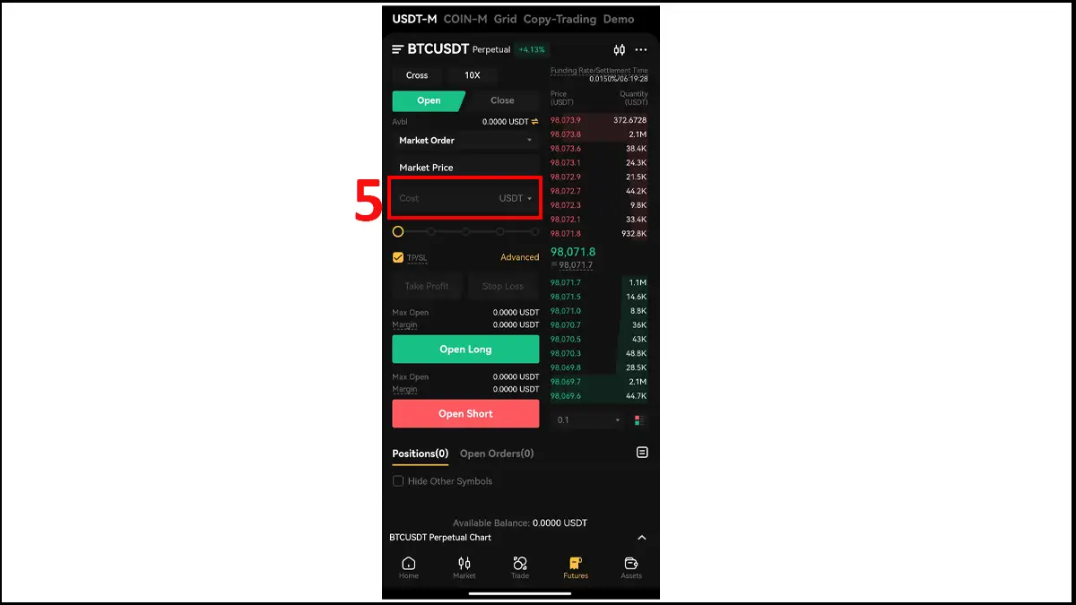 4- معاملات فیوچرز در صرافی XT با موبایل | سفارش مارکت