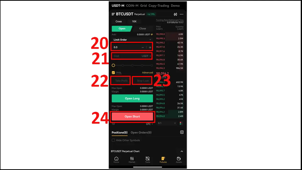 9- سفارش فروش لیمیت در صرافی XT با موبایل