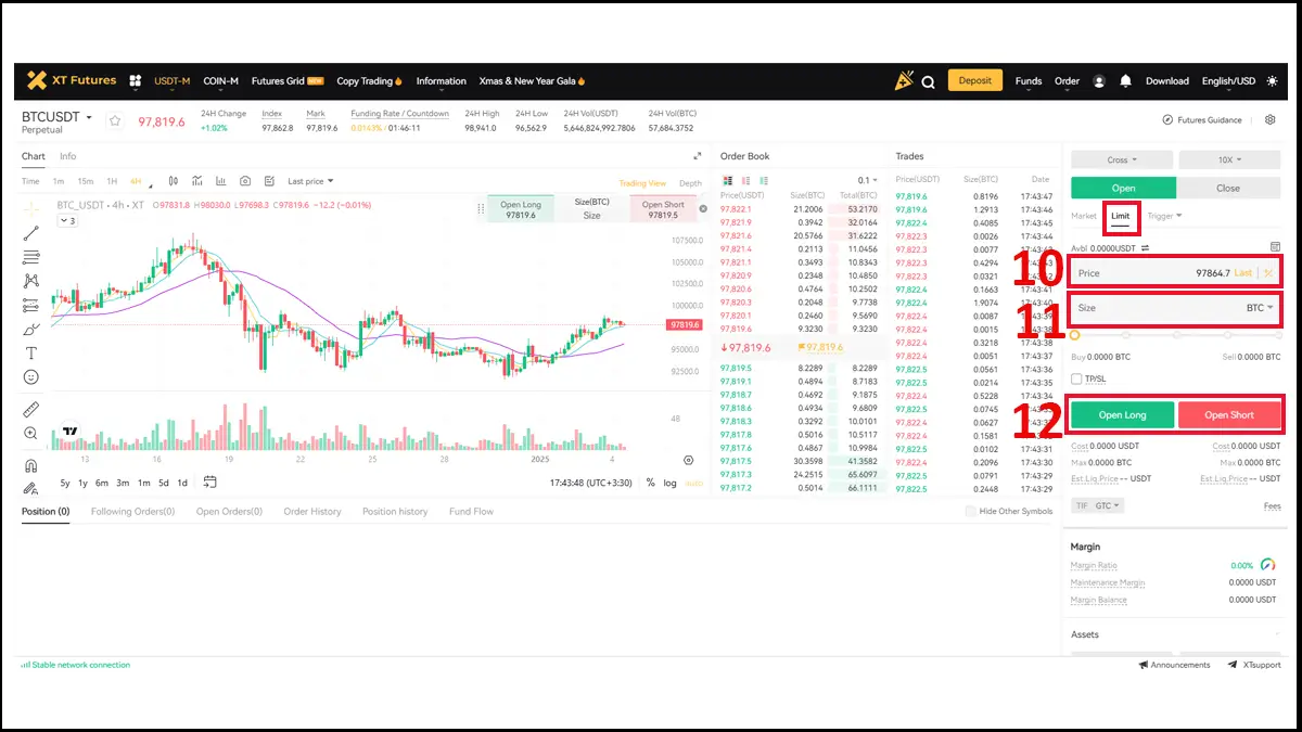 5- سفارش لیمیت در صرافی XT