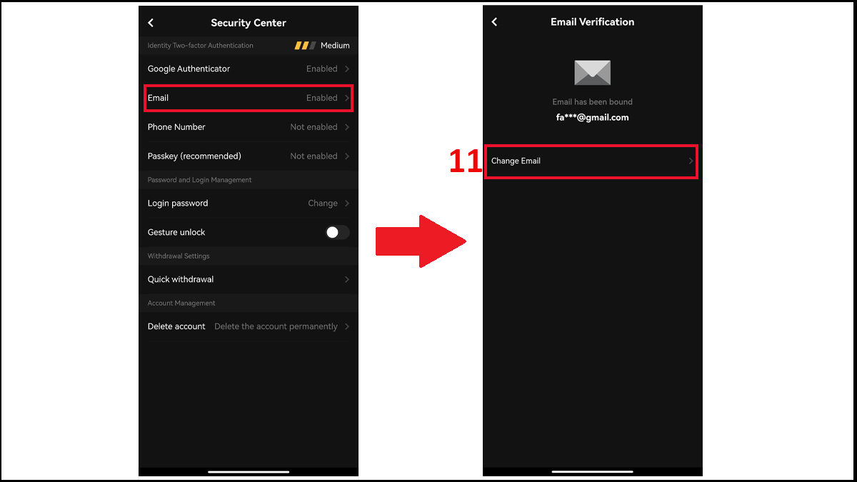 7- تغییر رمزعبور ایمیل در صرافی XT