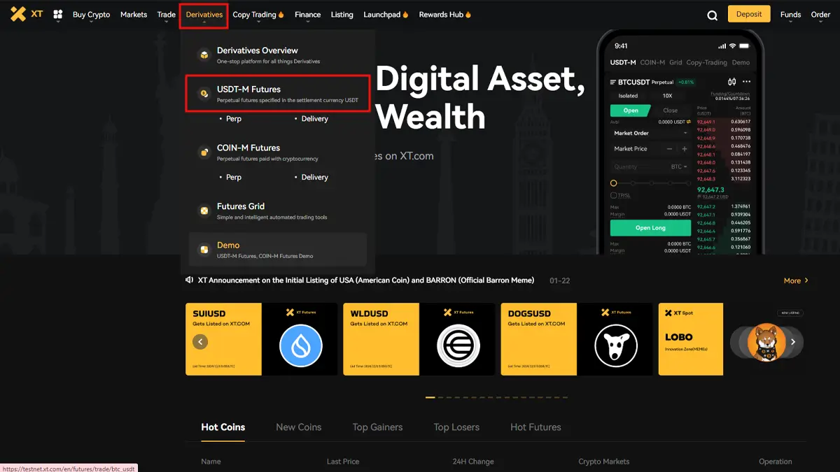 2- معاملات فیوچرز صرافی XT