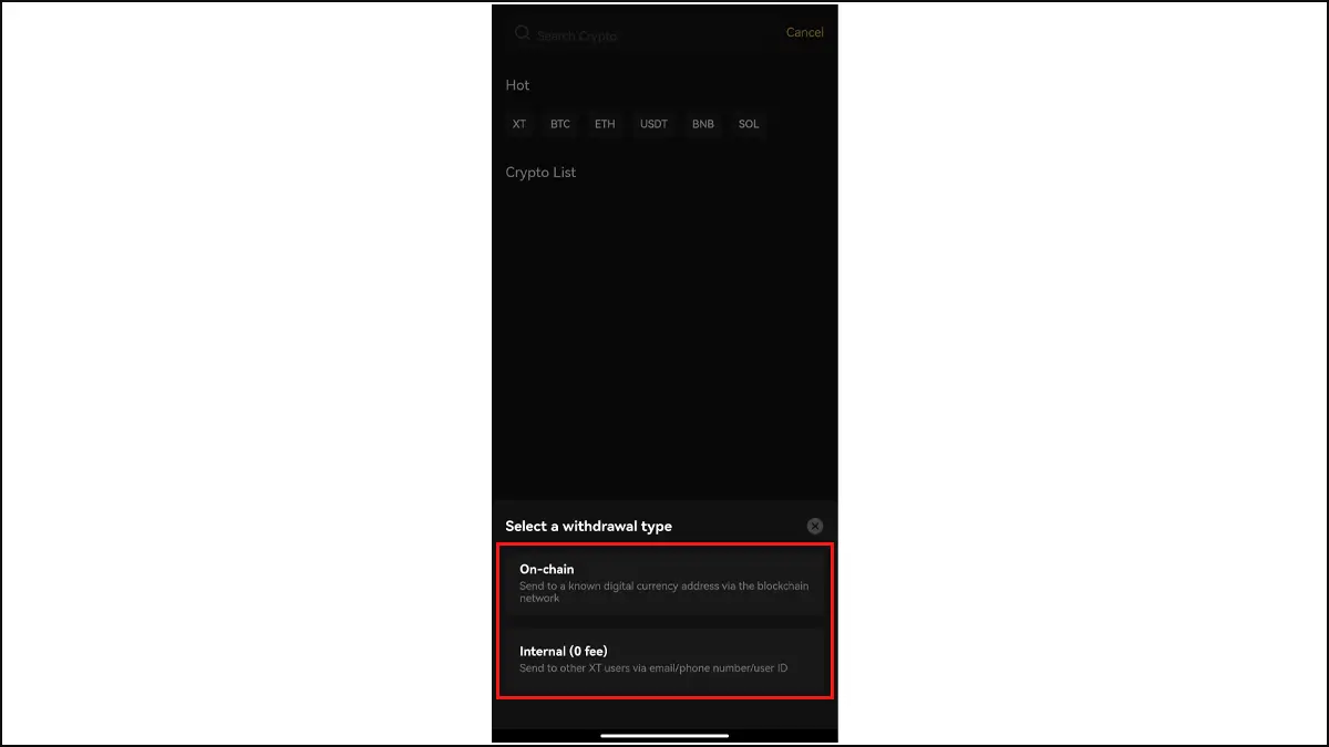 3- روش برداشت پول در صرافی XT با موبایل