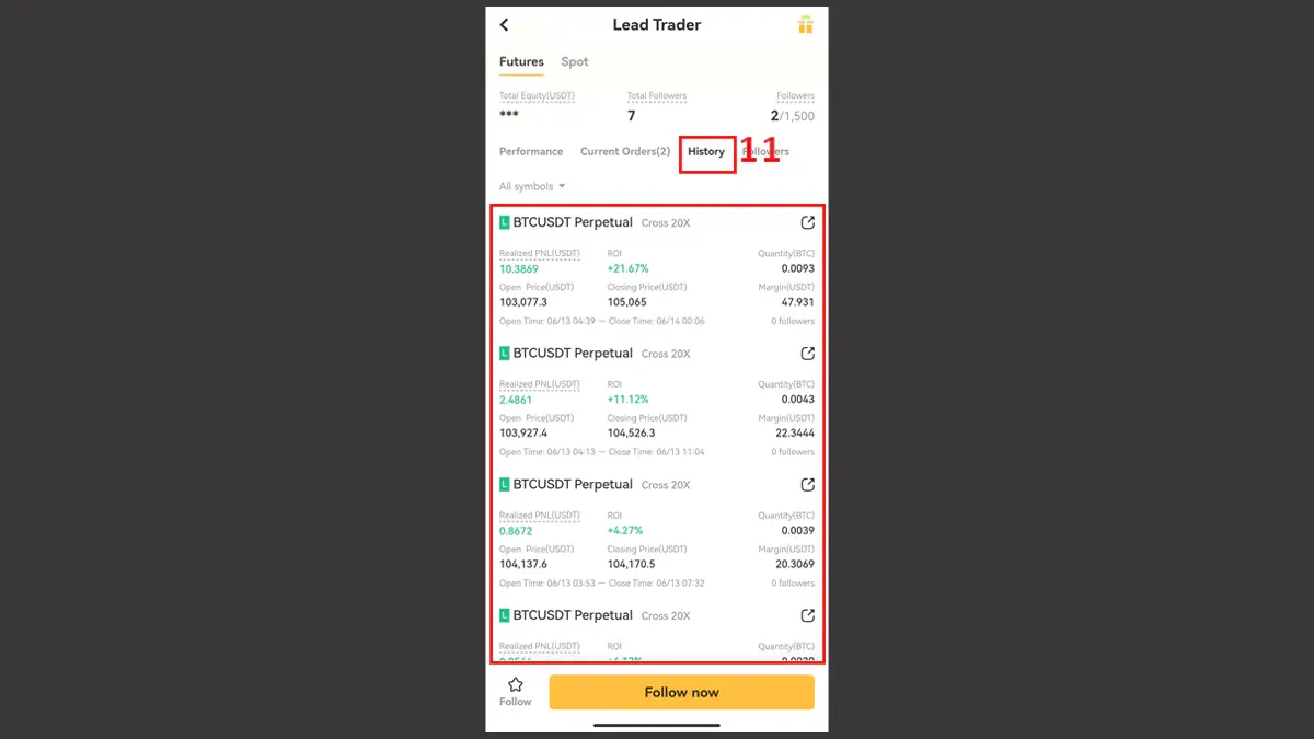 تاریخچه معاملات