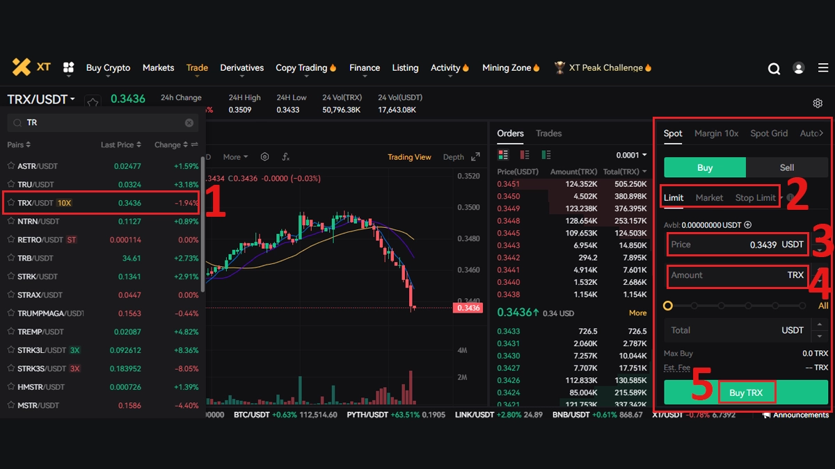 XT خرید ترون از صرافی