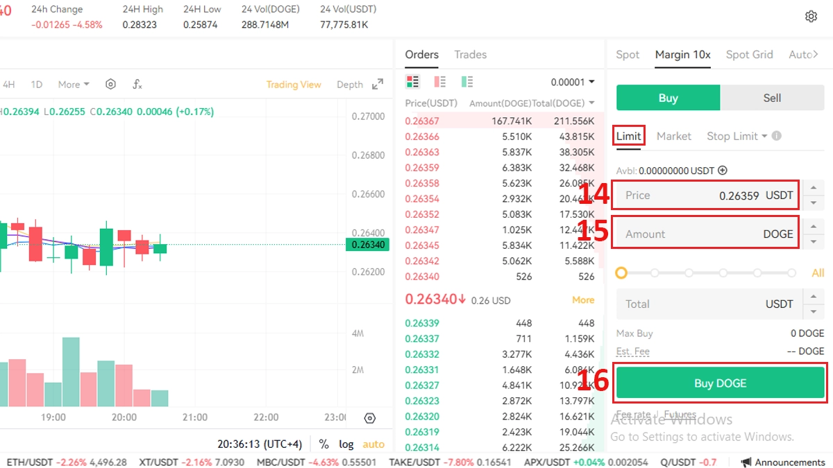 خرید دوج کوین با سفارش لیمیت